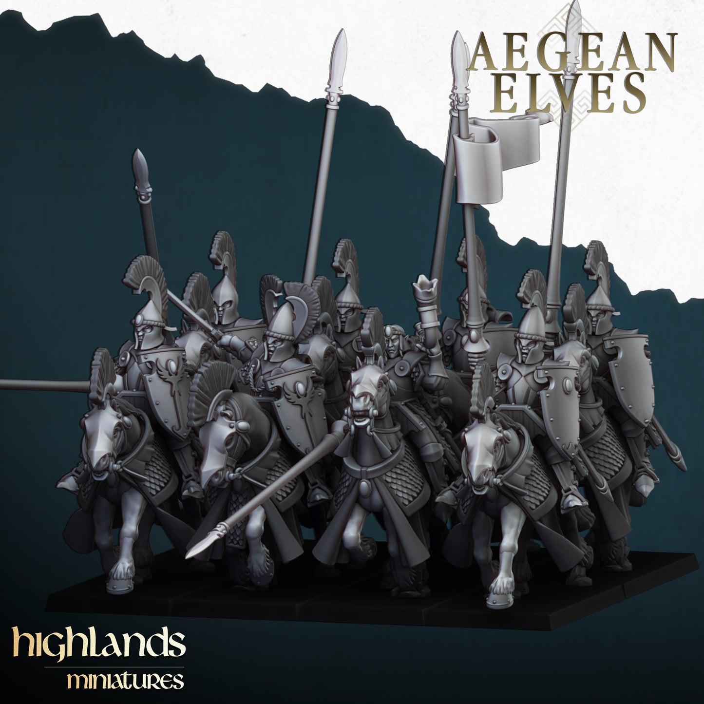 Aegean Elves Mounted Lances - Highlands Miniatures