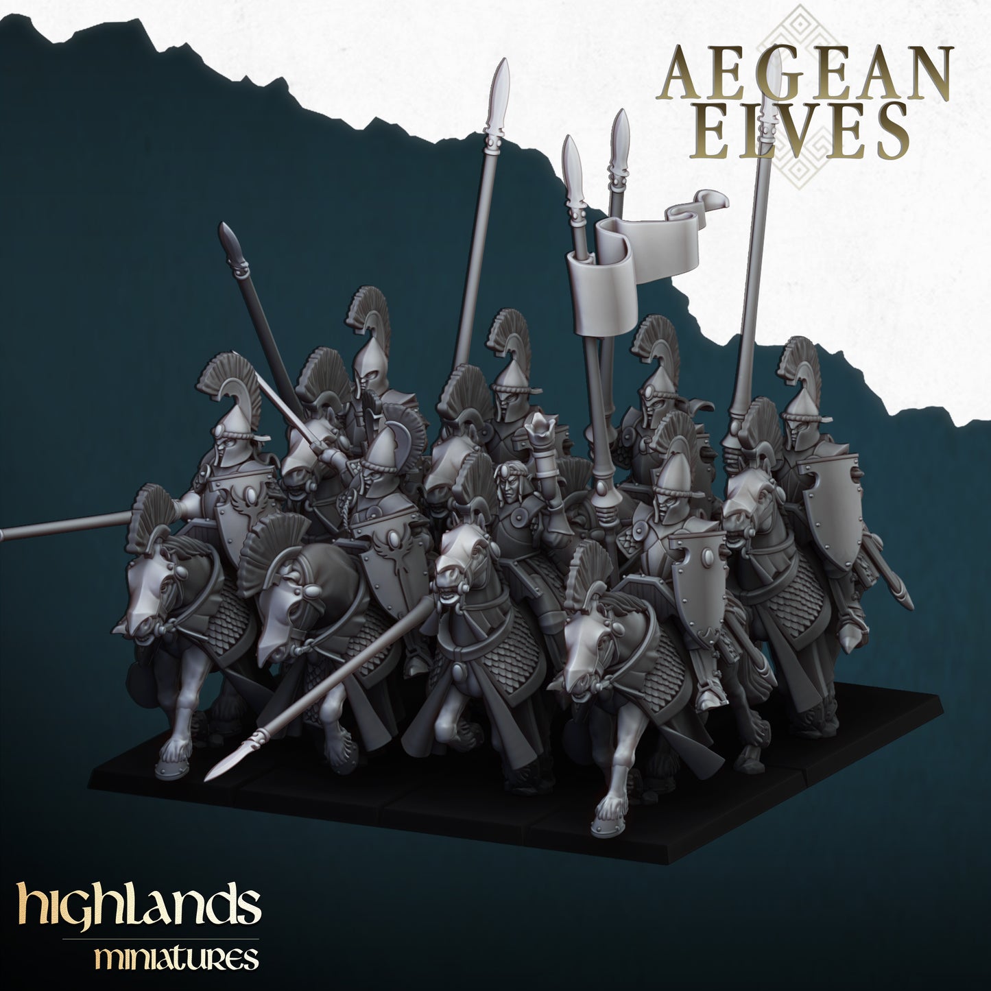 Aegean Elves Mounted Lances - Highlands Miniatures