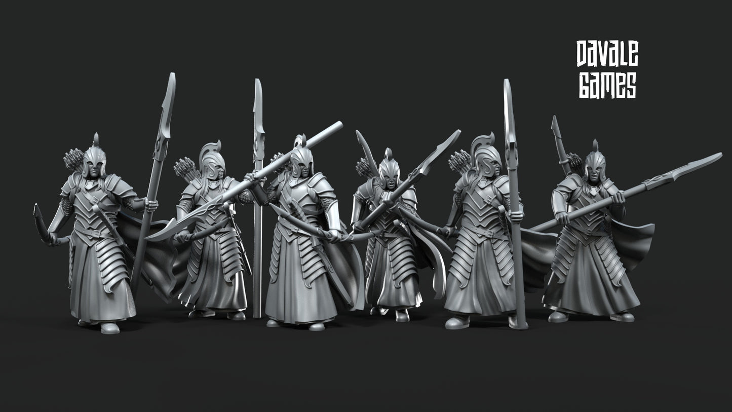 6x Bloody Elf Warrior with Bow and Spear - Davale Games