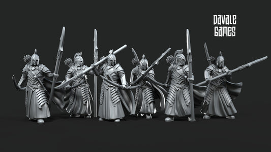 6x Bloody Elf Warrior with Bow and Spear - Davale Games