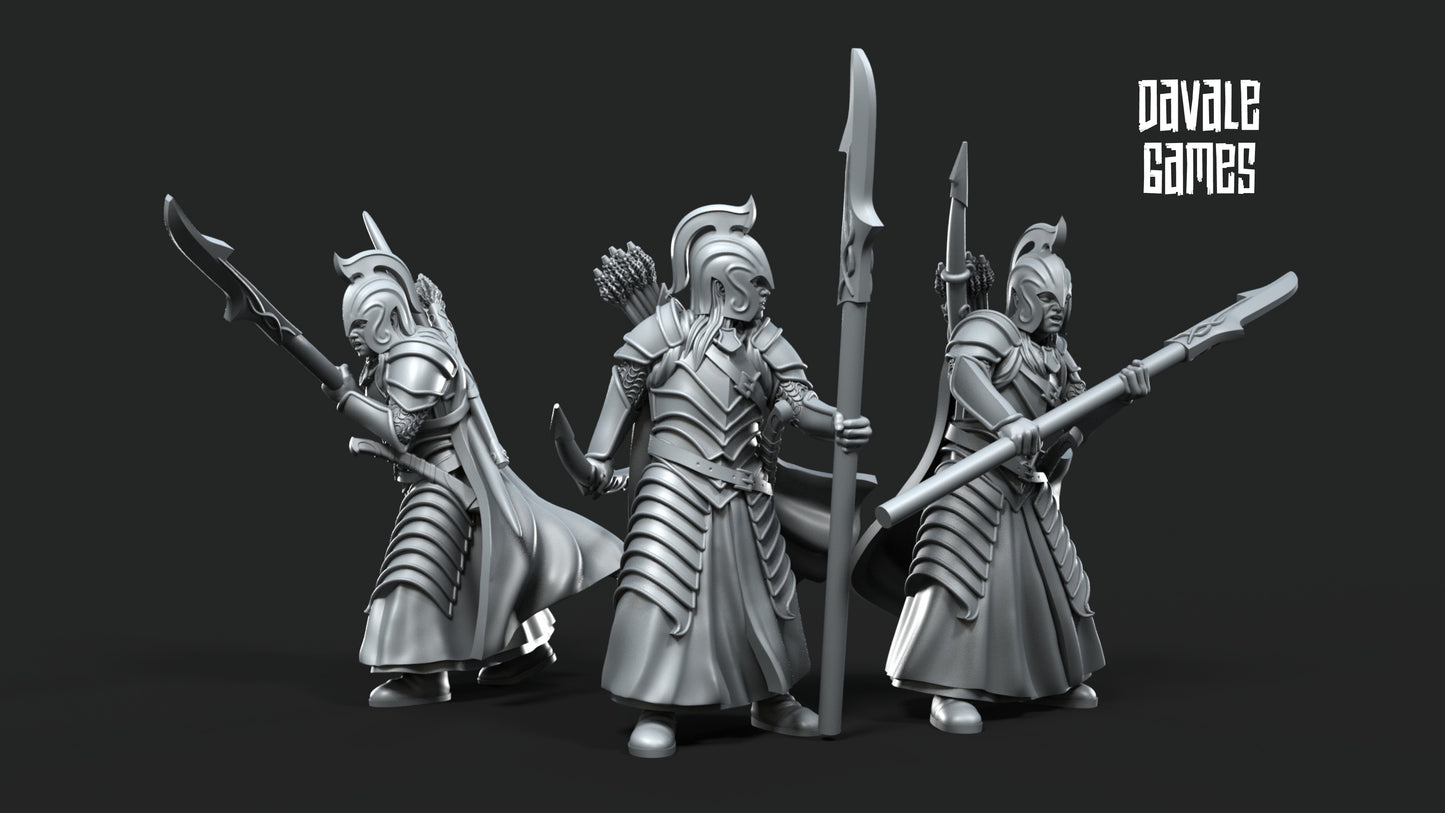 6x Bloody Elf Warrior with Bow and Spear - Davale Games