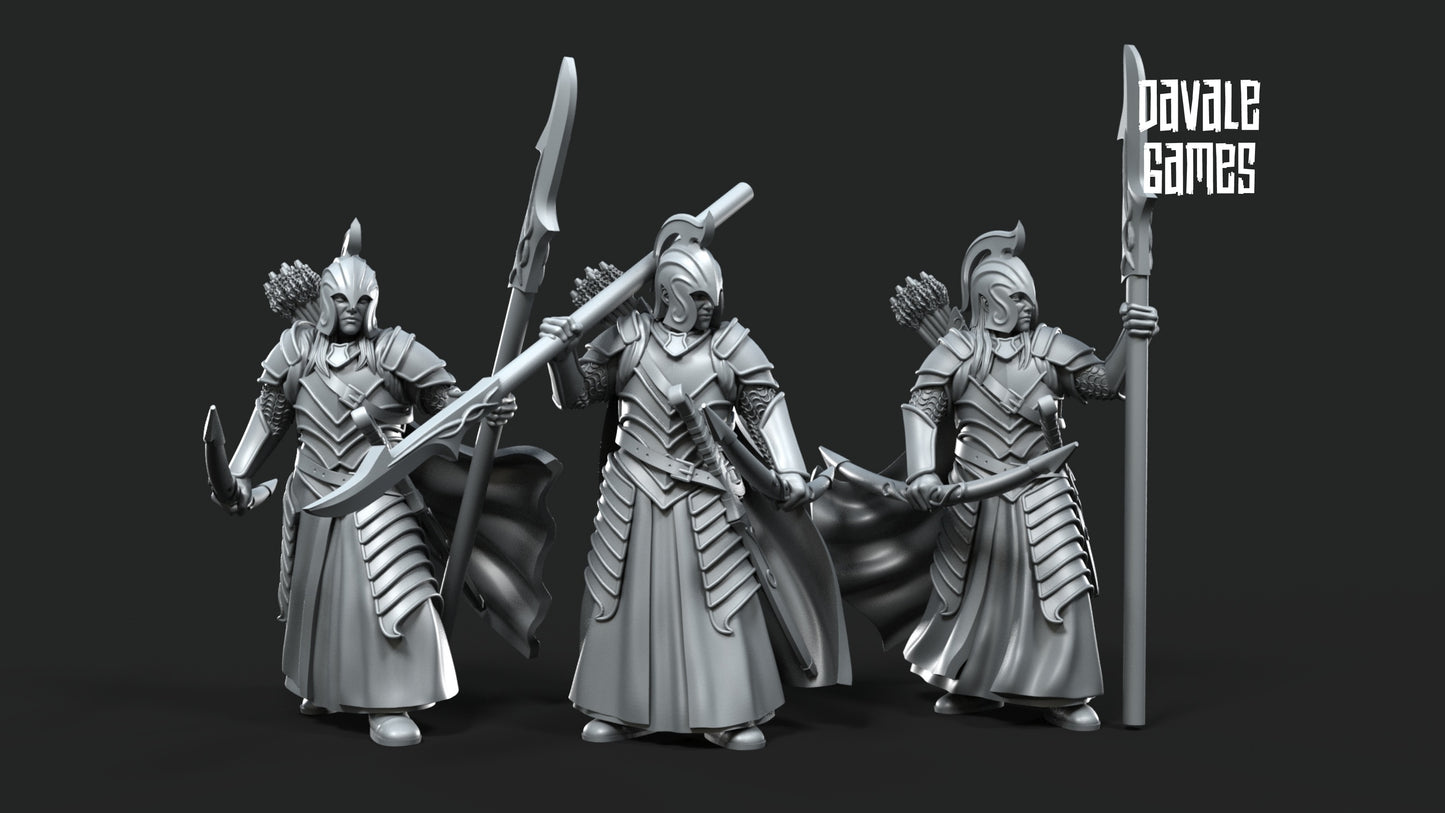 6x Bloody Elf Warrior with Bow and Spear - Davale Games