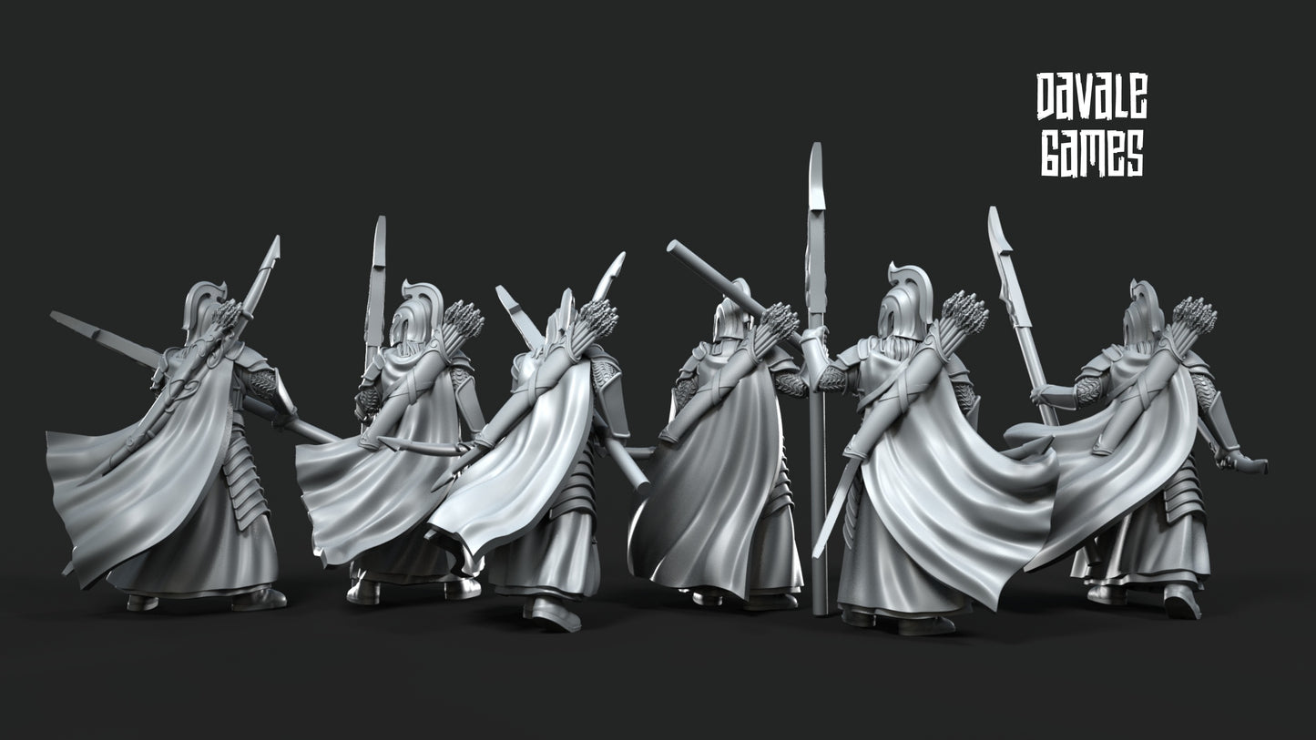 6x Bloody Elf Warrior with Bow and Spear - Davale Games