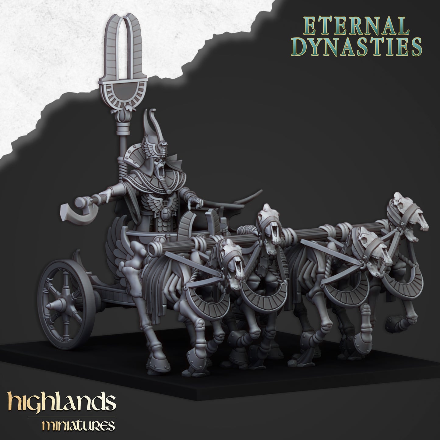 Eternal Pharaoh on Chariot - Eternal Dynasties - Highlands Miniatures