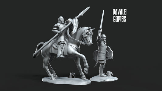 Grey Castle Captain on Foot and Mounted (Version 2) - Grey Castle - Davale Games