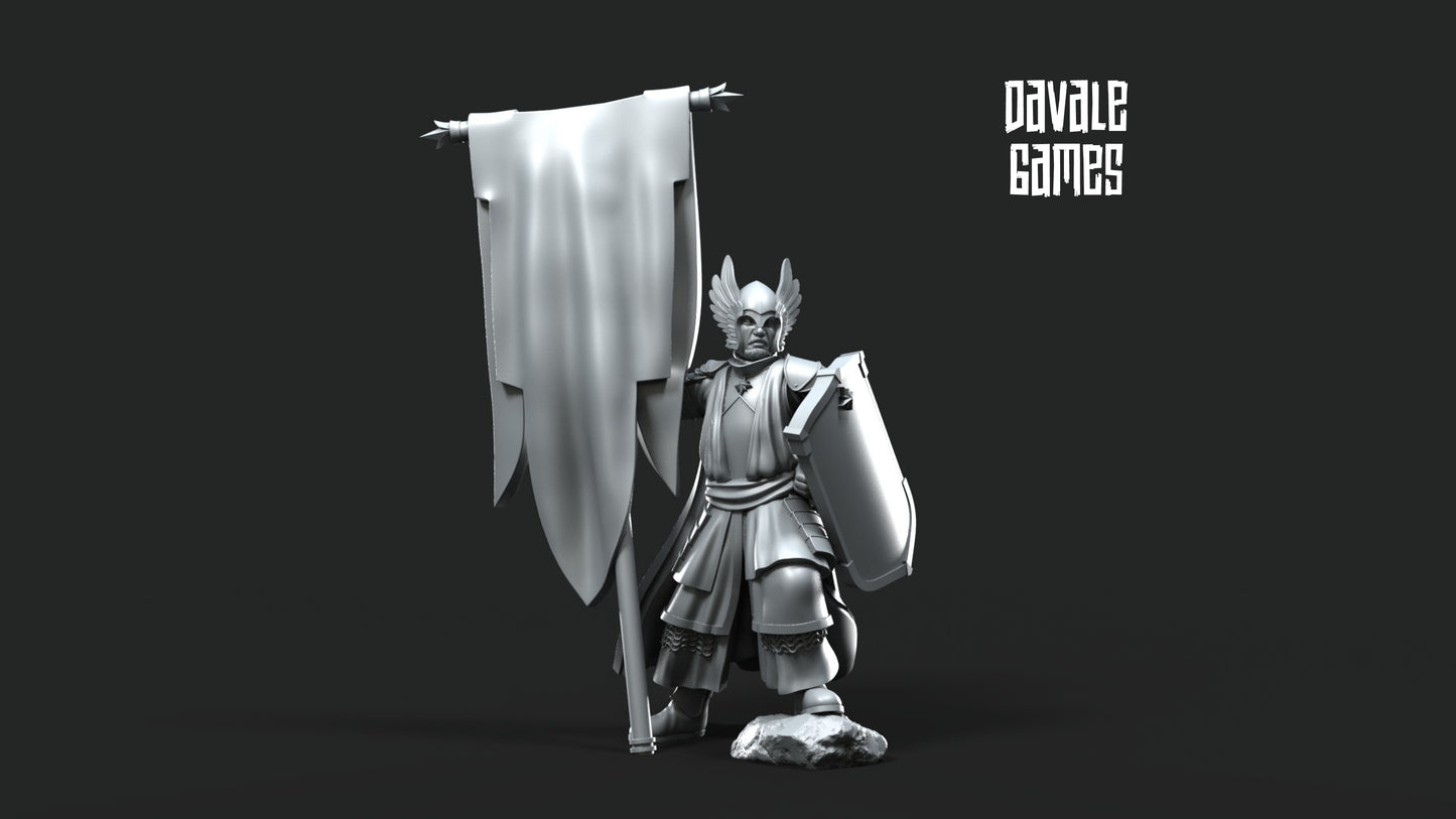 Grey Castle Tree Guard with Banner on Foot - Grey Castle - Davale Games