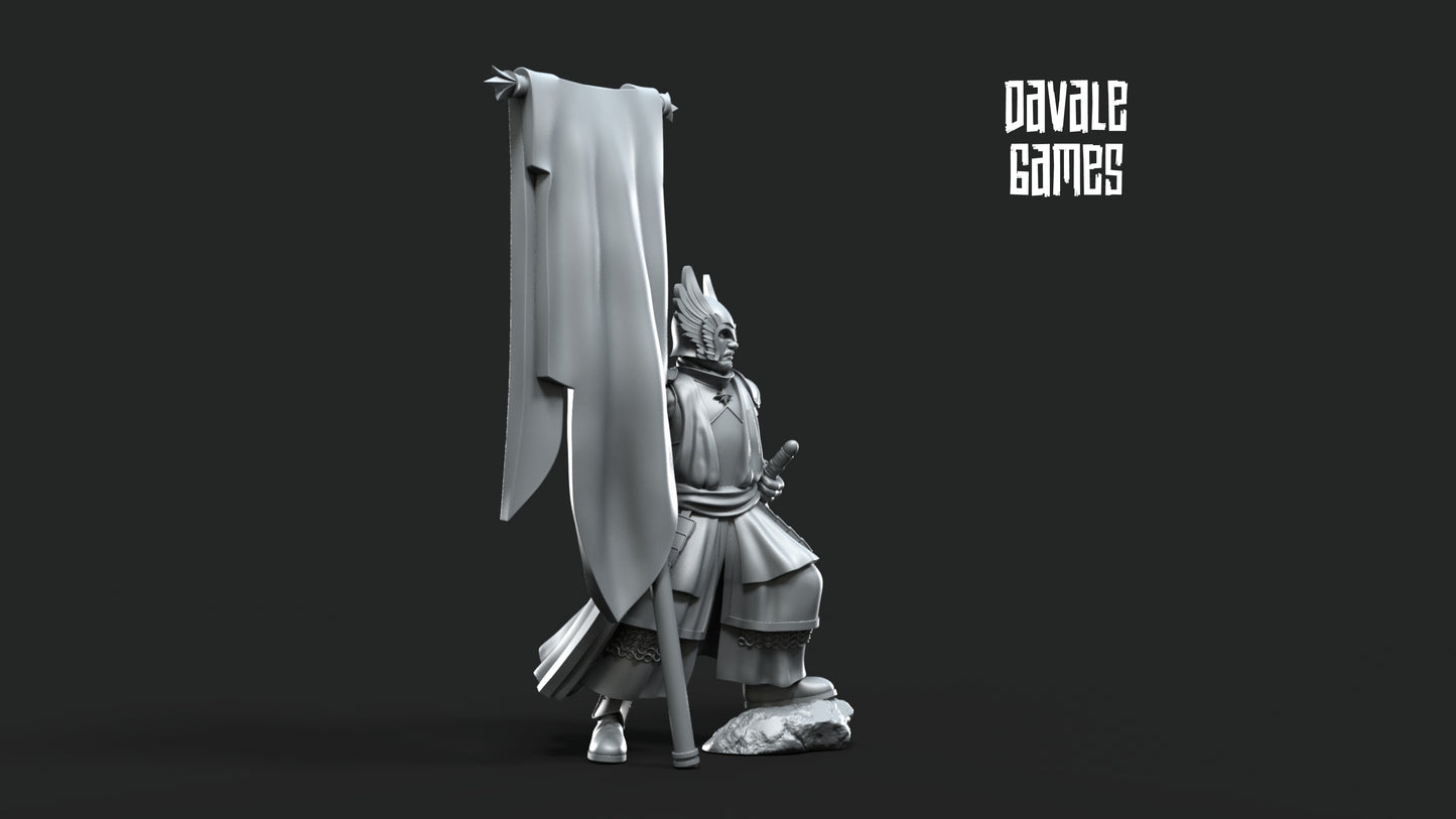 Grey Castle Tree Guard with Banner on Foot - Grey Castle - Davale Games