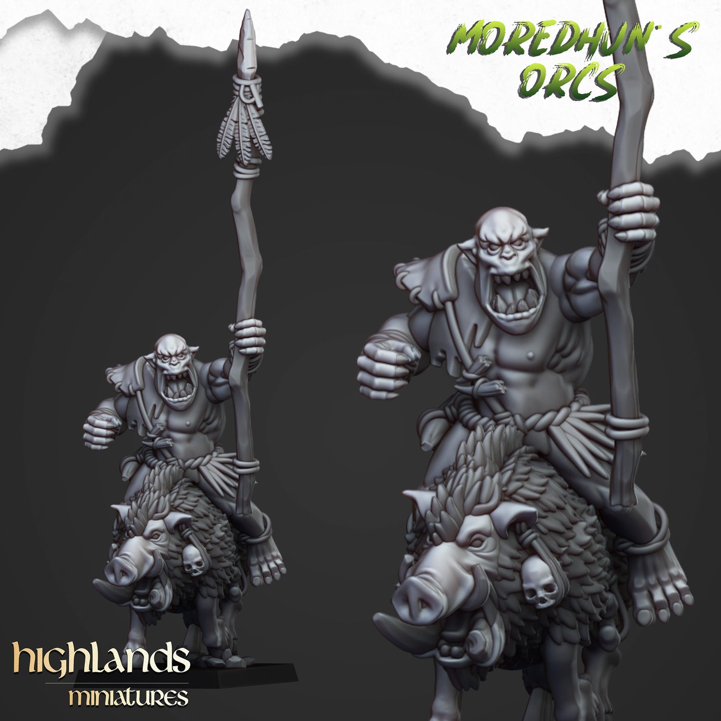 Mounted Cave Orcs on Boars - Highlands Miniatures