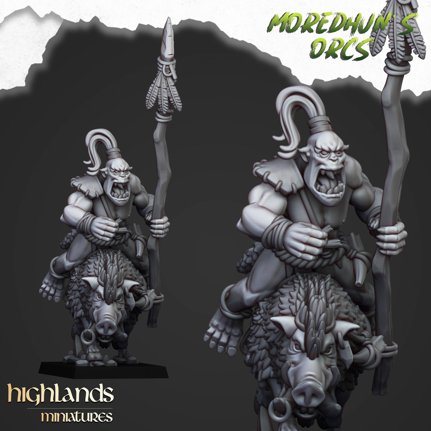 Mounted Cave Orcs on Boars - Highlands Miniatures