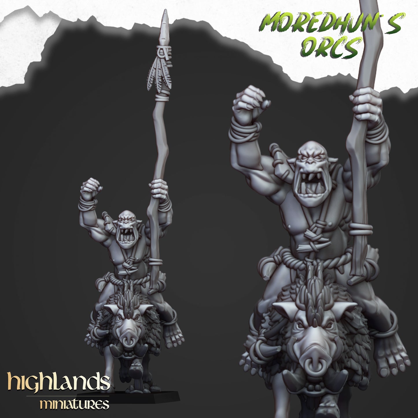 Mounted Cave Orcs on Boars - Highlands Miniatures