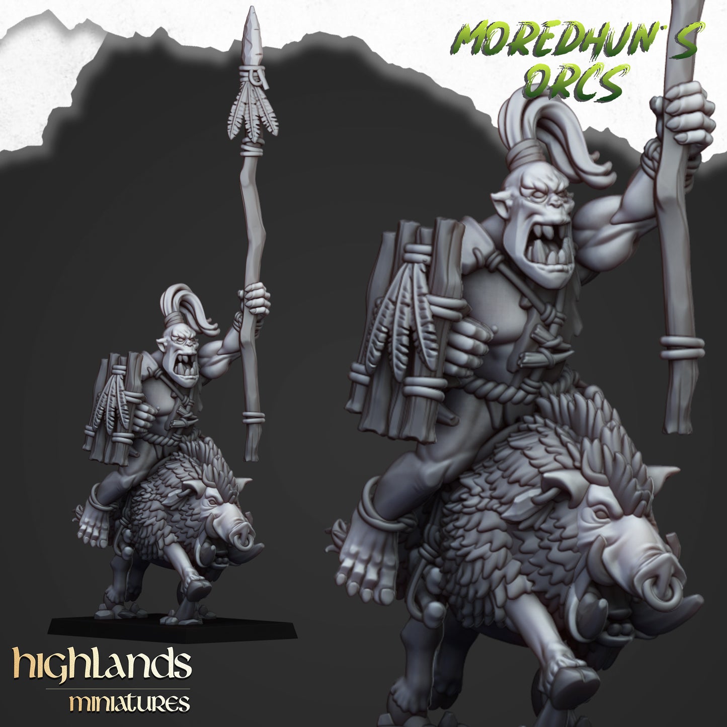 Mounted Cave Orcs on Boars - Highlands Miniatures