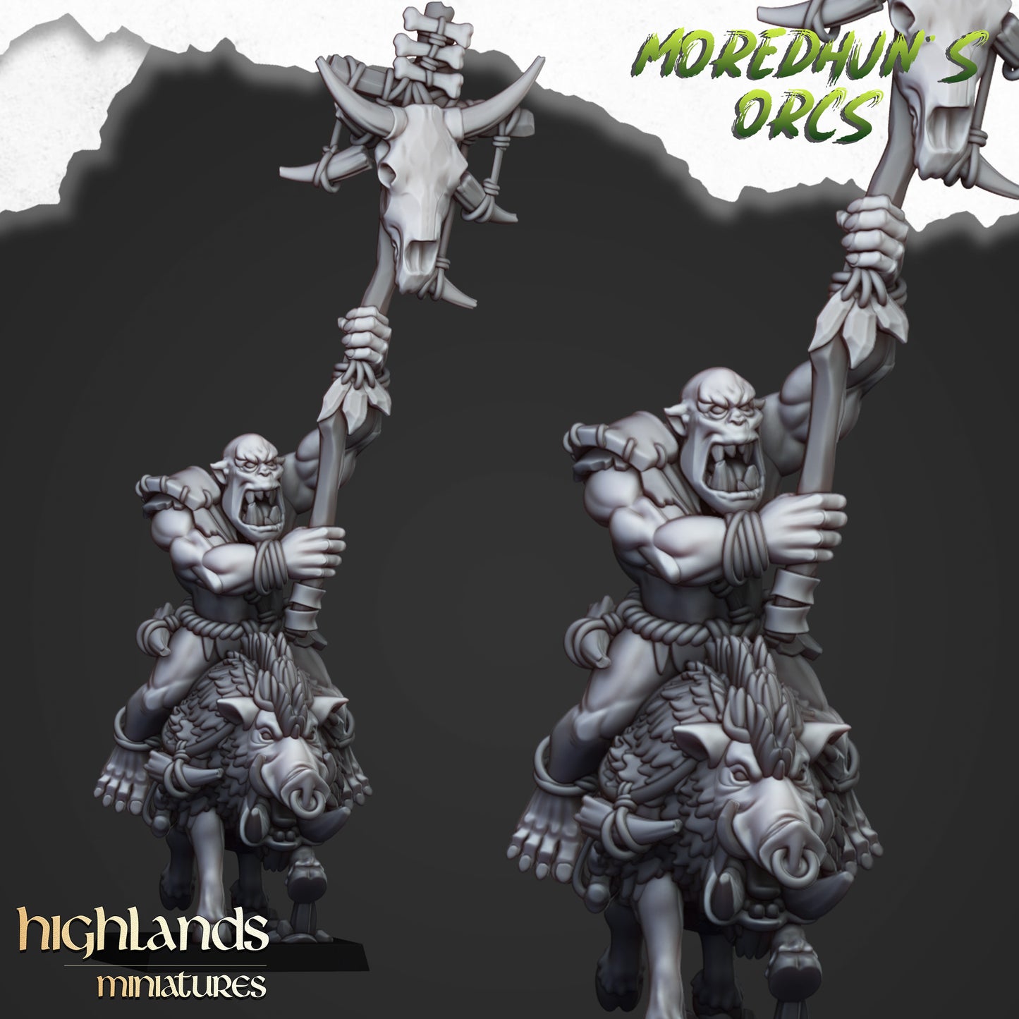 Mounted Cave Orcs on Boars - Highlands Miniatures