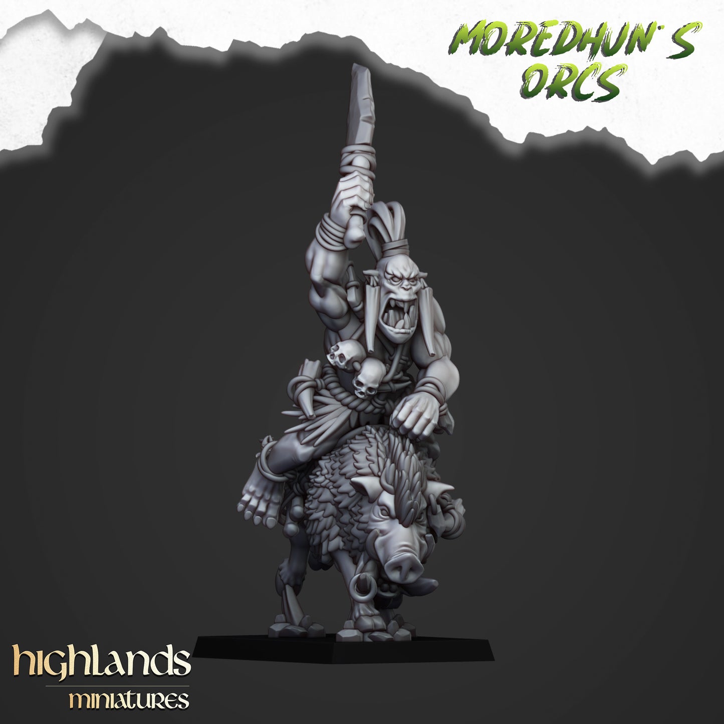 Berittene Höhlenorks auf Wildschweinen - Highlands Miniatures