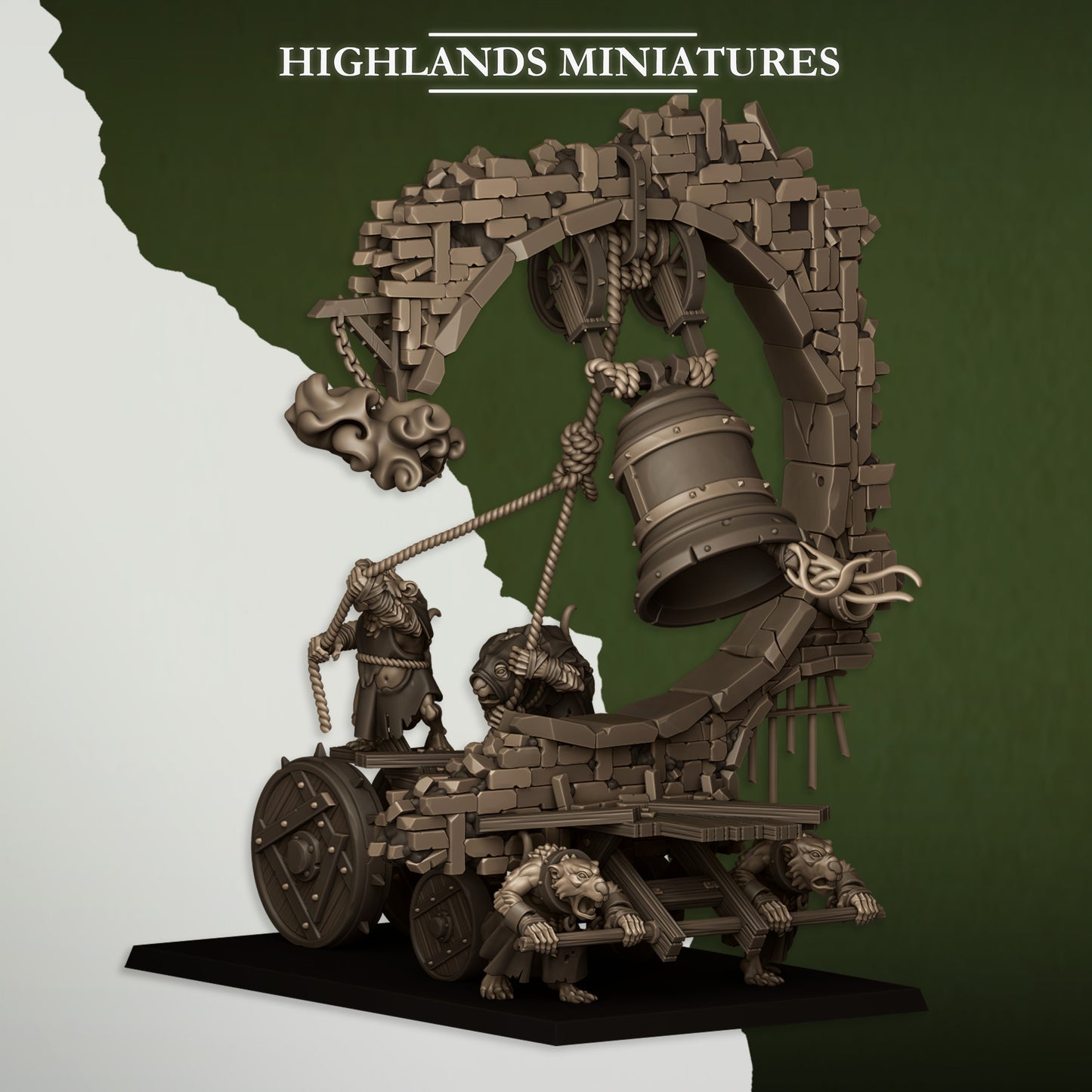 Moving Sewer with Bell-Censer - Sewer Vermin - Highlands Miniatures