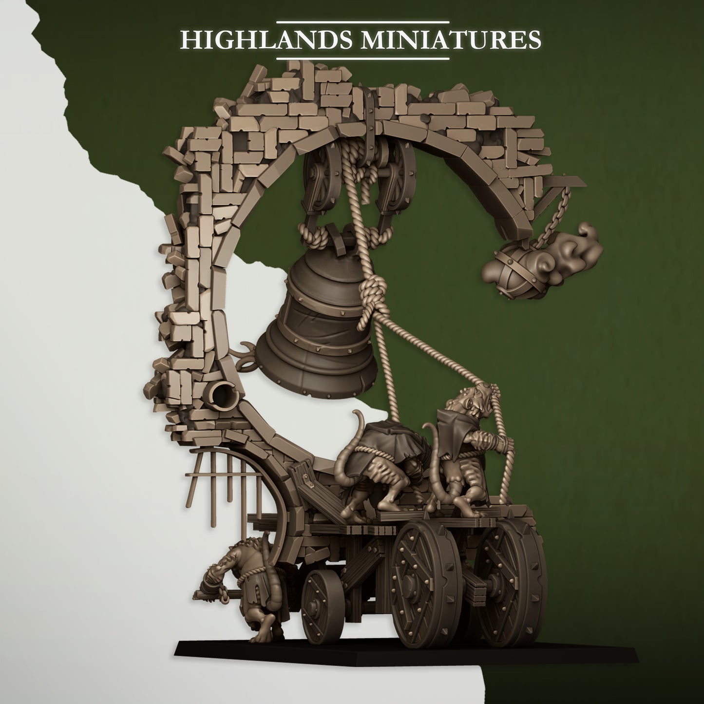 Moving Sewer with Bell-Censer - Sewer Vermin - Highlands Miniatures