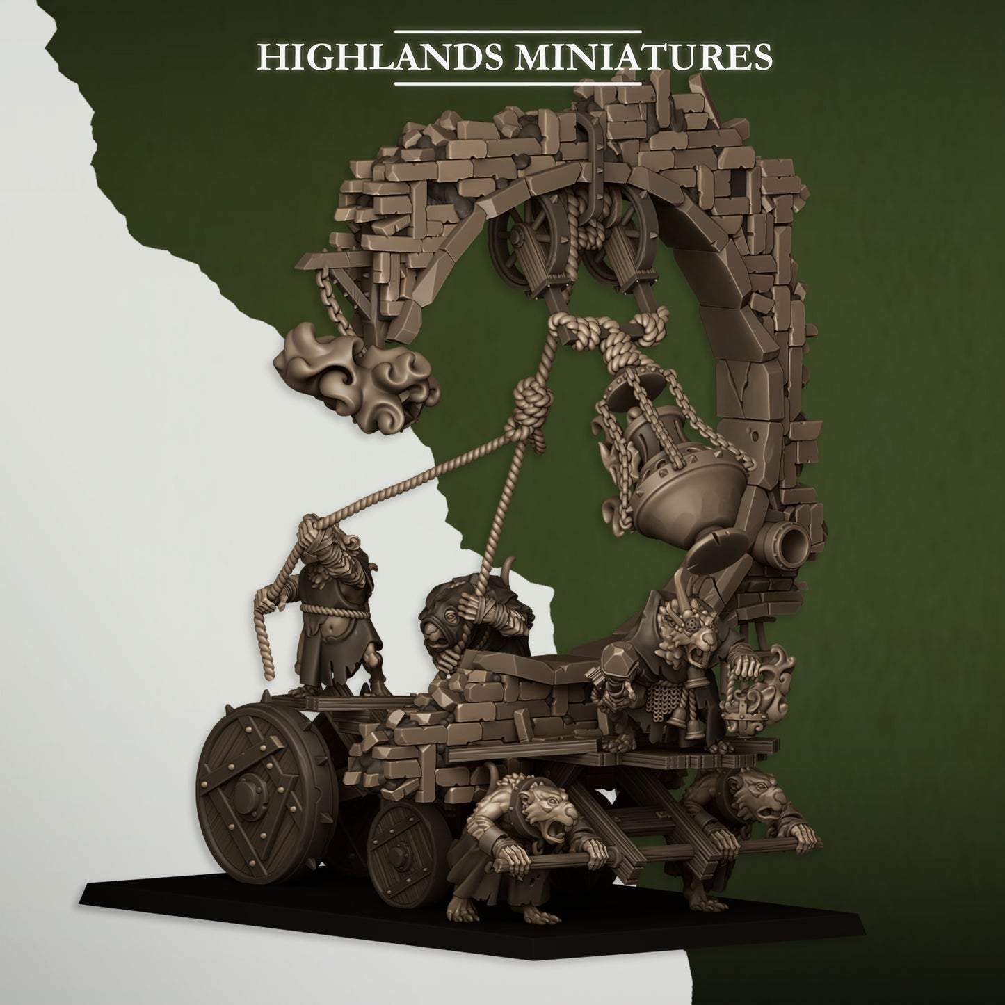 Moving Sewer with Bell-Censer - Sewer Vermin - Highlands Miniatures