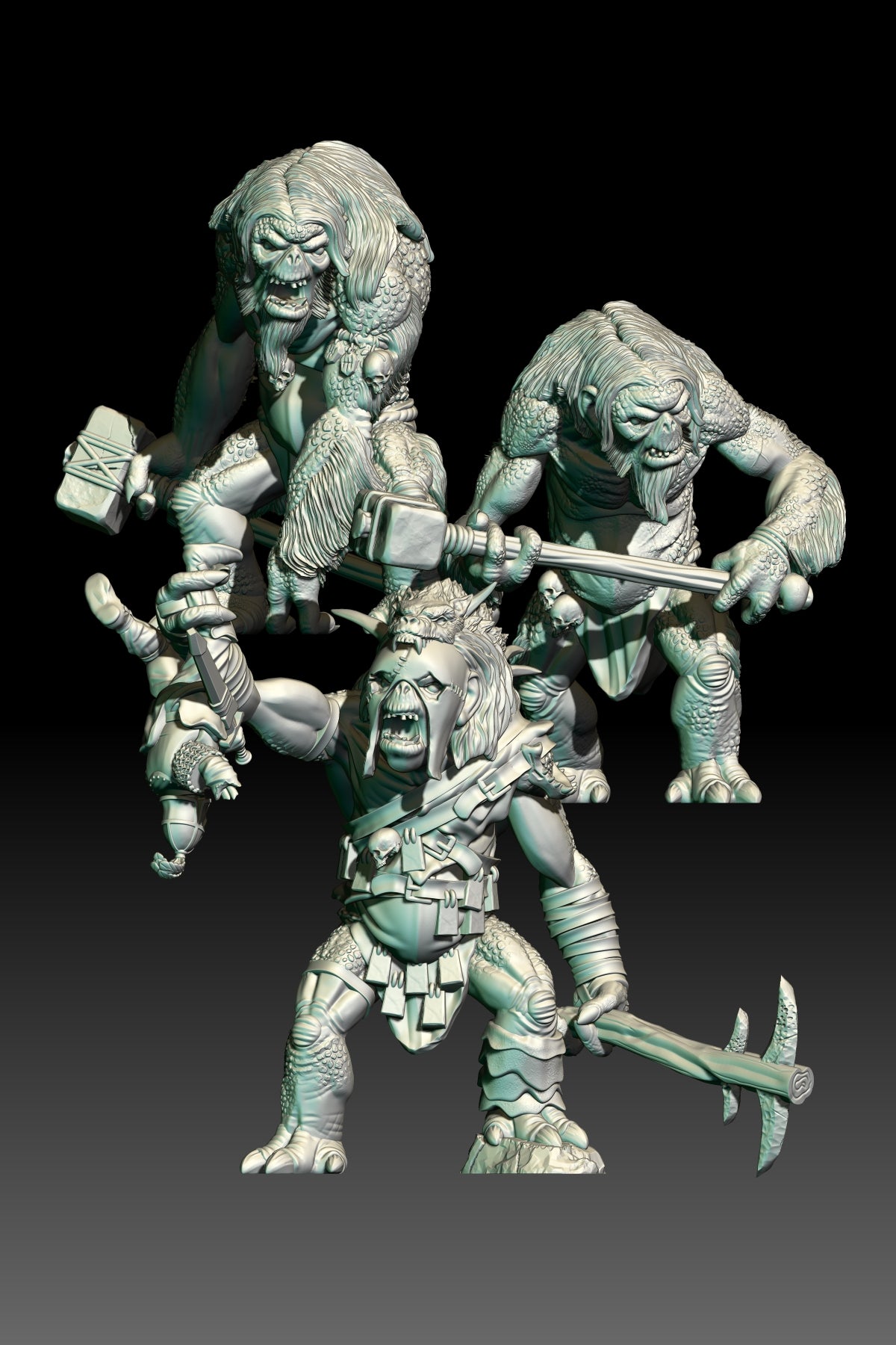 Mountain Trolls and Troll Chieftain - KzK Minis