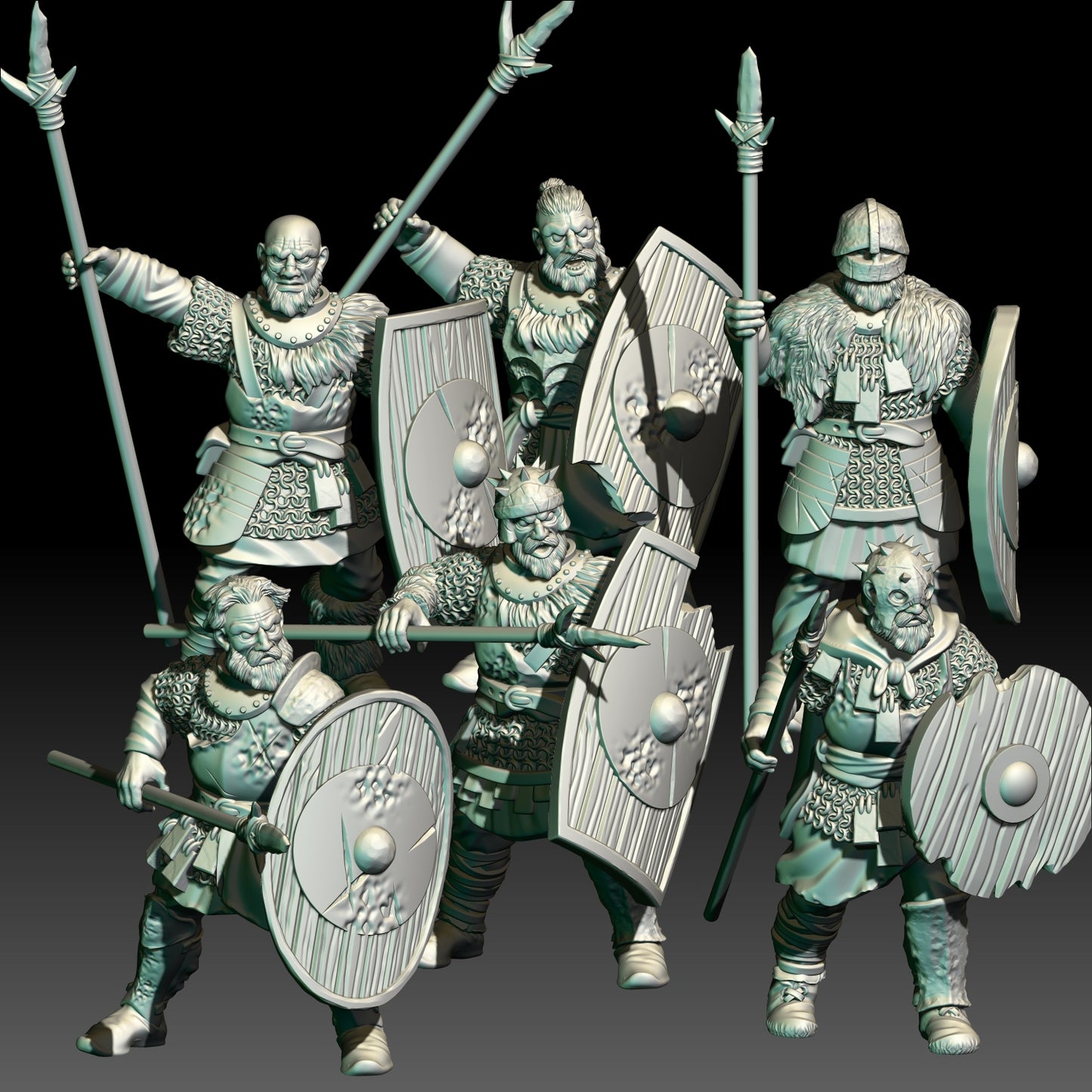 6x Wildling Warriors with Spears and Shields - KzK Minis