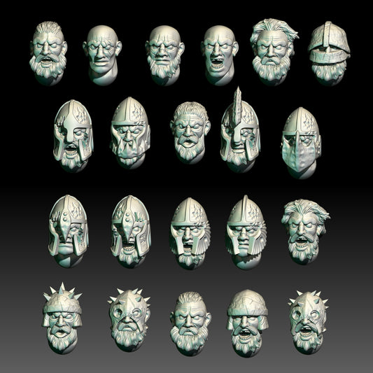 21x Wildling Heads - KzK Minis