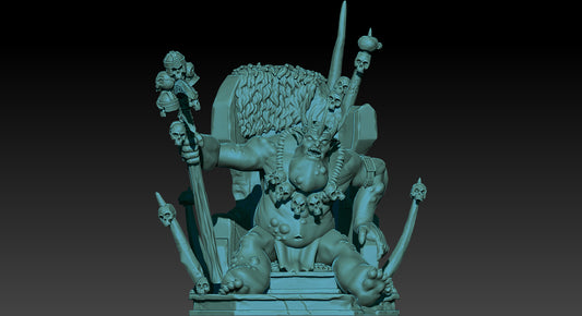 Bloated Goblin King on Throne - KzK Minis