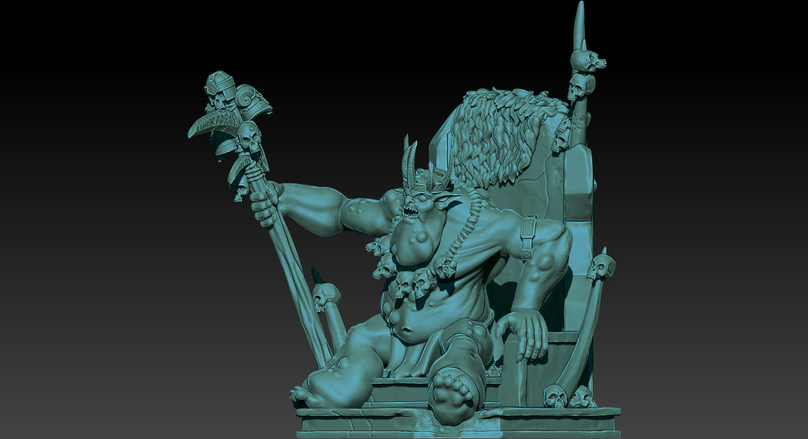 Bloated Goblin King on Throne - KzK Minis