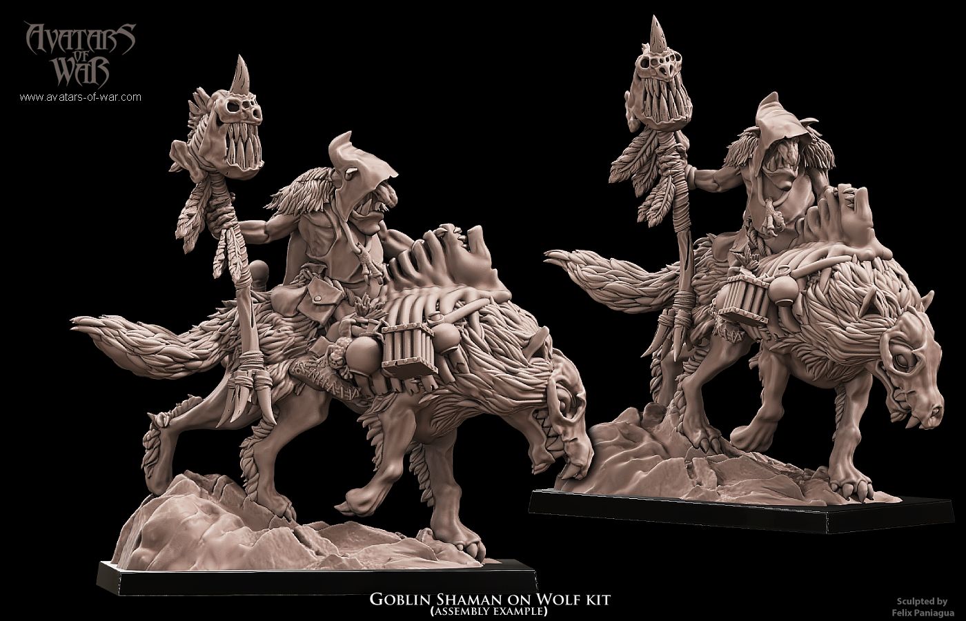 Goblin Shaman on Wolf Multipart Hero - Avatars of War