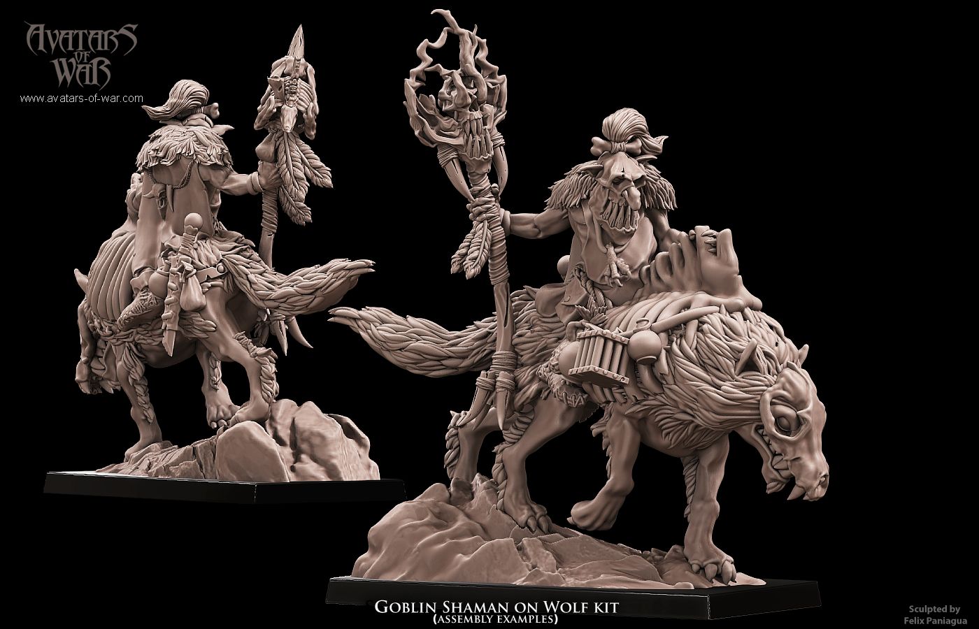 Goblin Shaman on Wolf Multipart Hero - Avatars of War