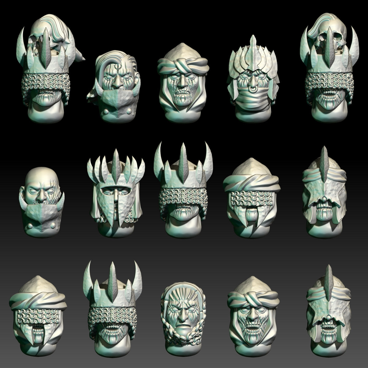 Dark Souled Men Heads - KzK Minis