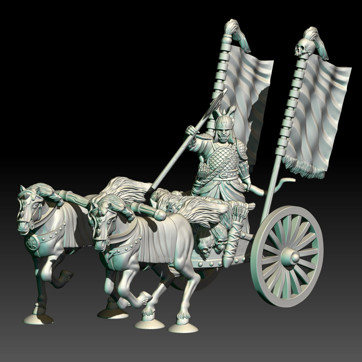 Chariot King on Foot and Chariot - KzK Minis