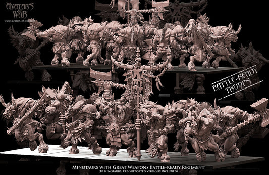 10x Minotaurs with Great Weapons Battle Ready Regiment - Avatars of War