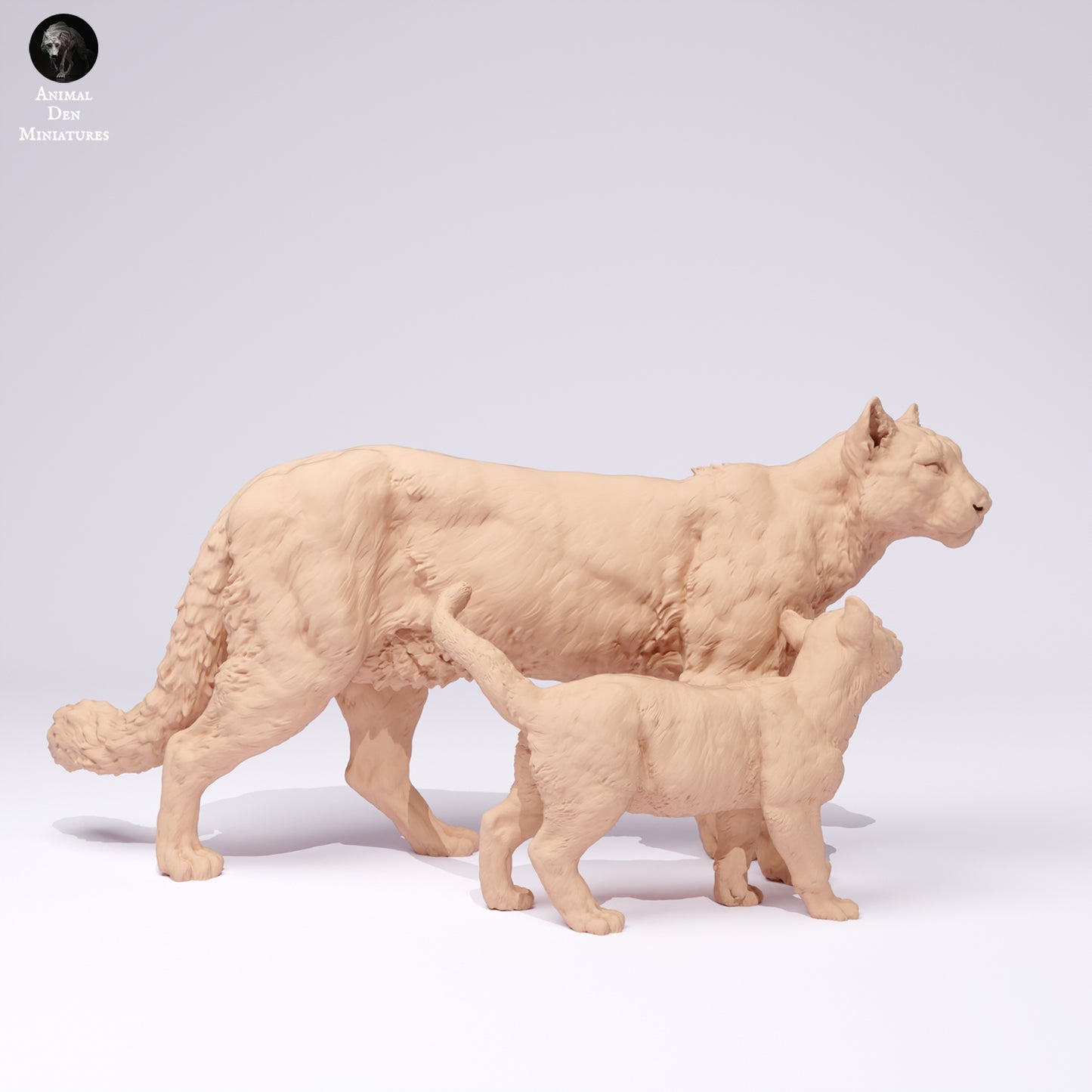 Mountain Lion and Cub - Animal Den Miniatures