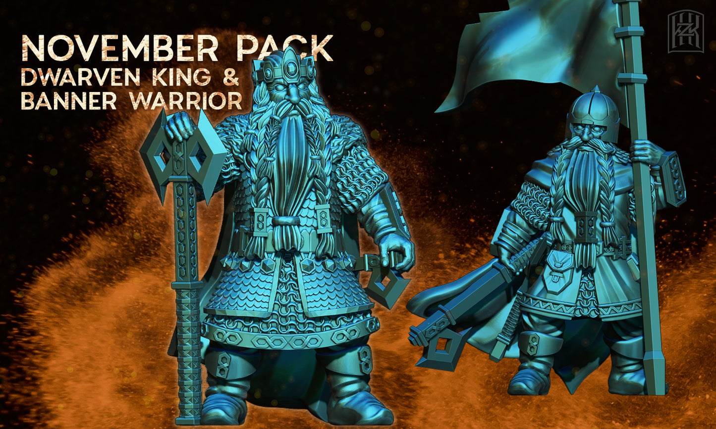 Dwarven King and Banner - KzK Minis