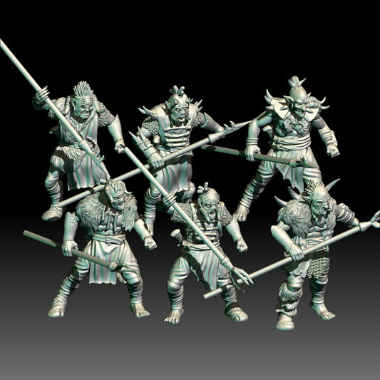 6x Orc Warriors with Spears - KzK Minis