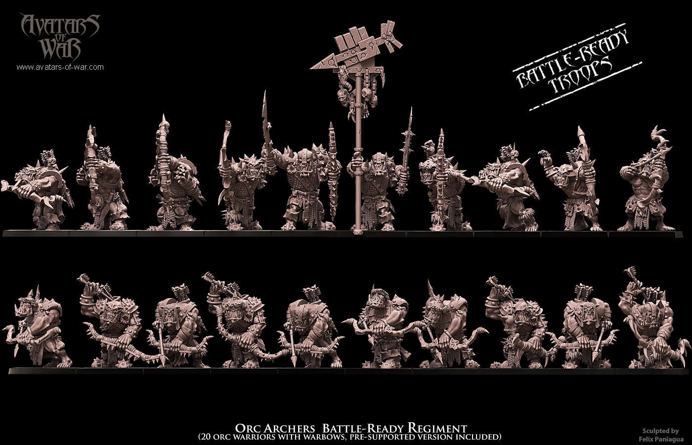 20x Orc archers Battle-Ready regiment - Avatars of War