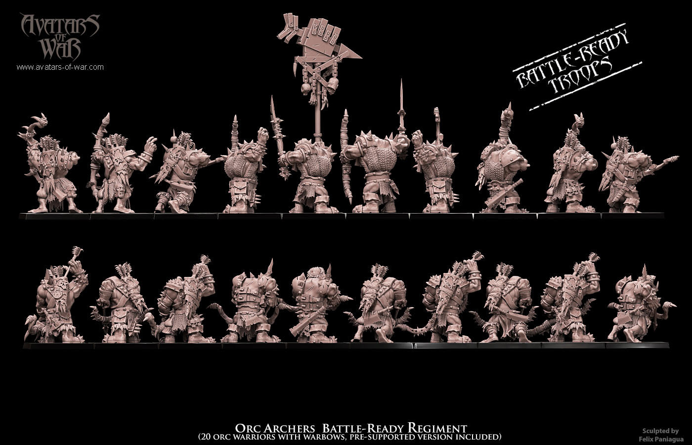 20x Orc archers Battle-Ready regiment - Avatars of War