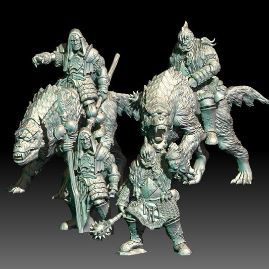 Orc Shaman and Captain on Foot and Mounted - KzK Minis