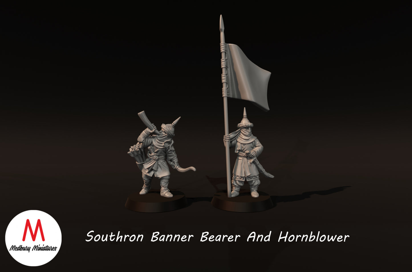 Südlicher Bannerträger und Hornbläser - Medbury Miniatures