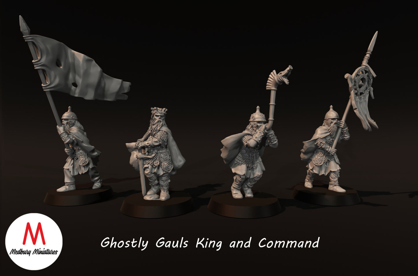 Ghostly Gauls King and Command - Medbury Miniatures