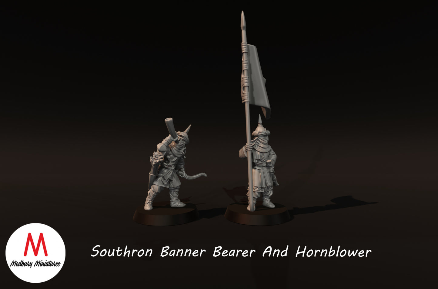 Südlicher Bannerträger und Hornbläser - Medbury Miniatures