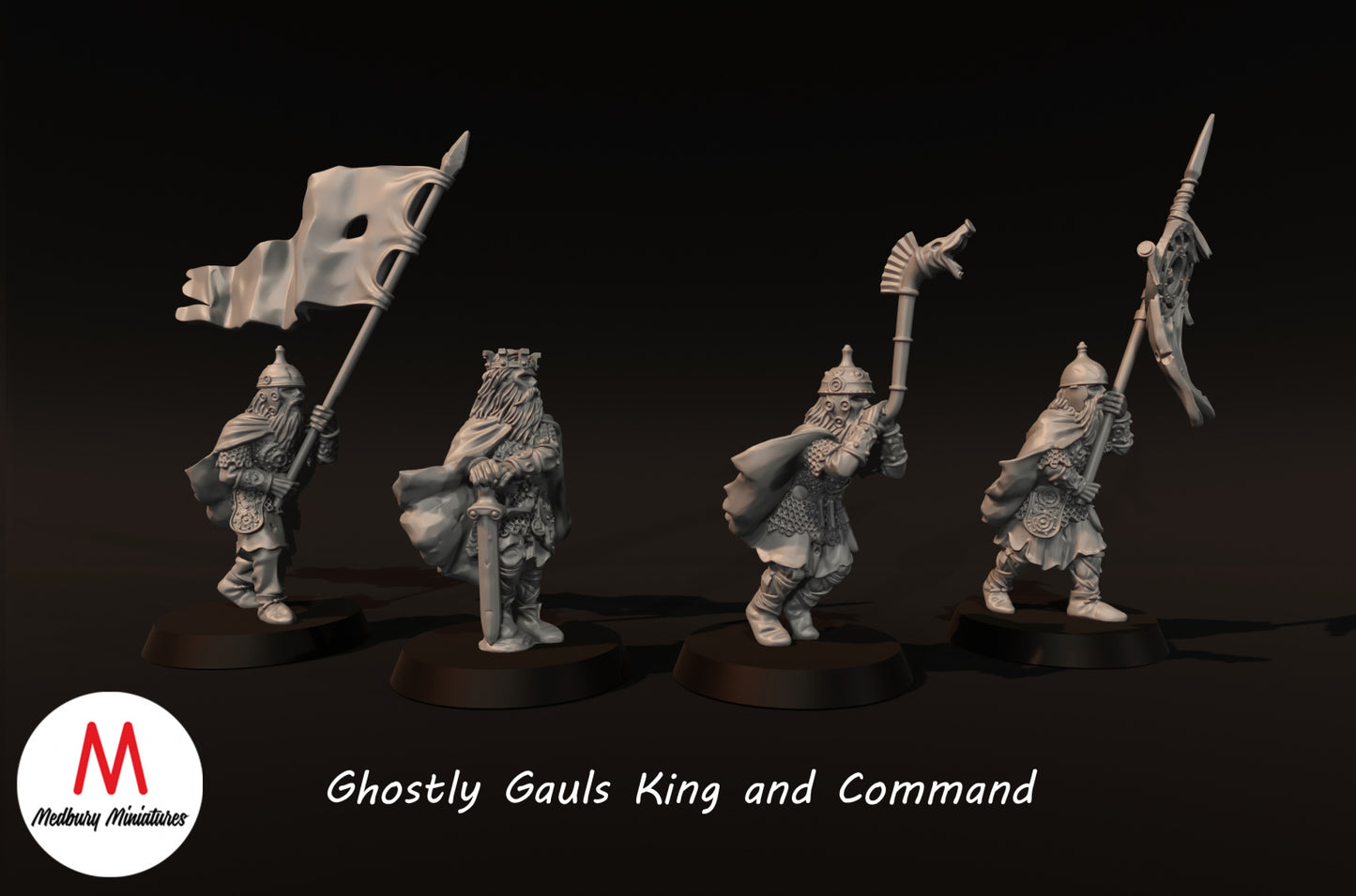 Ghostly Gauls King and Command - Medbury Miniatures