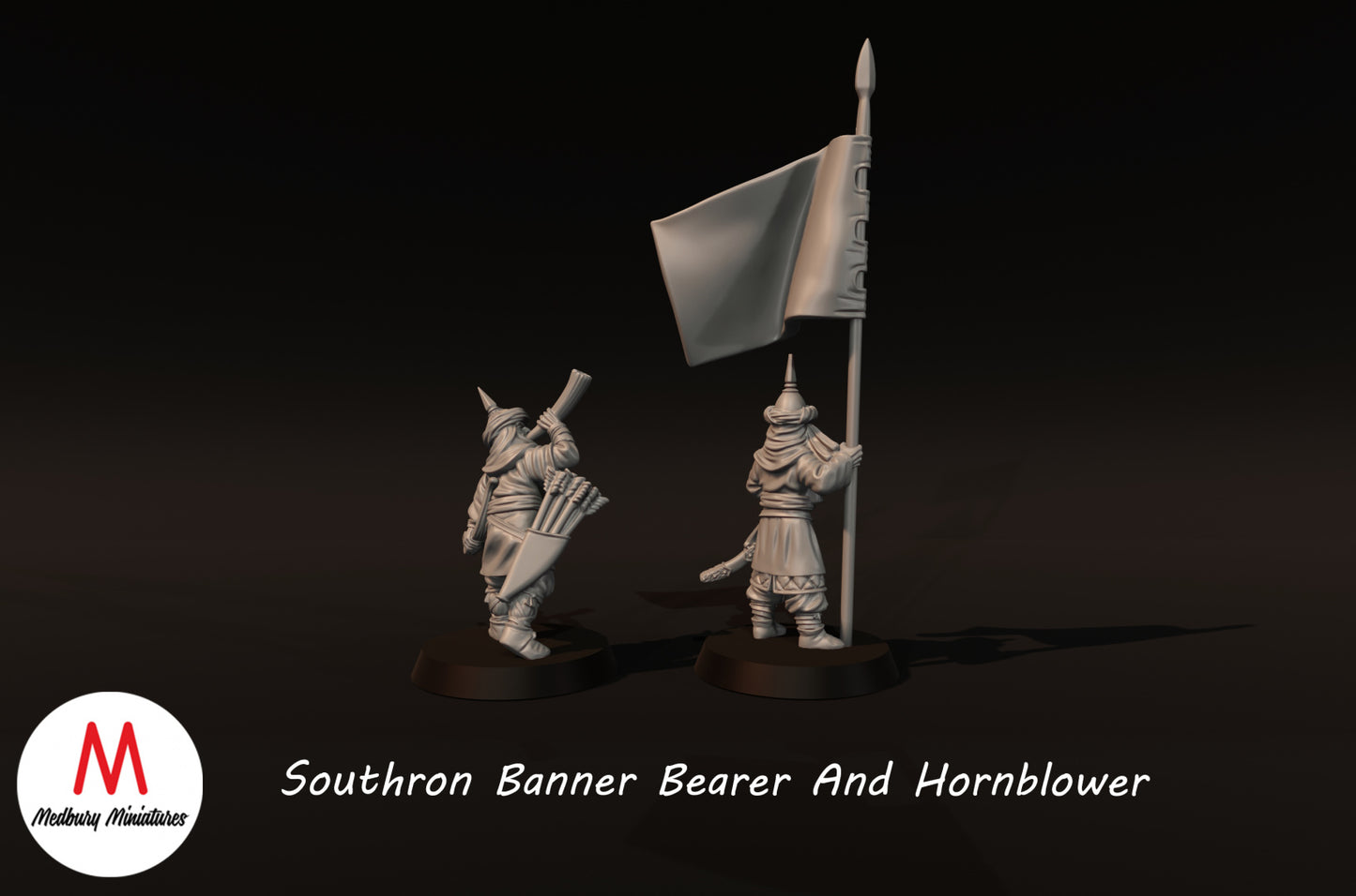 Südlicher Bannerträger und Hornbläser - Medbury Miniatures