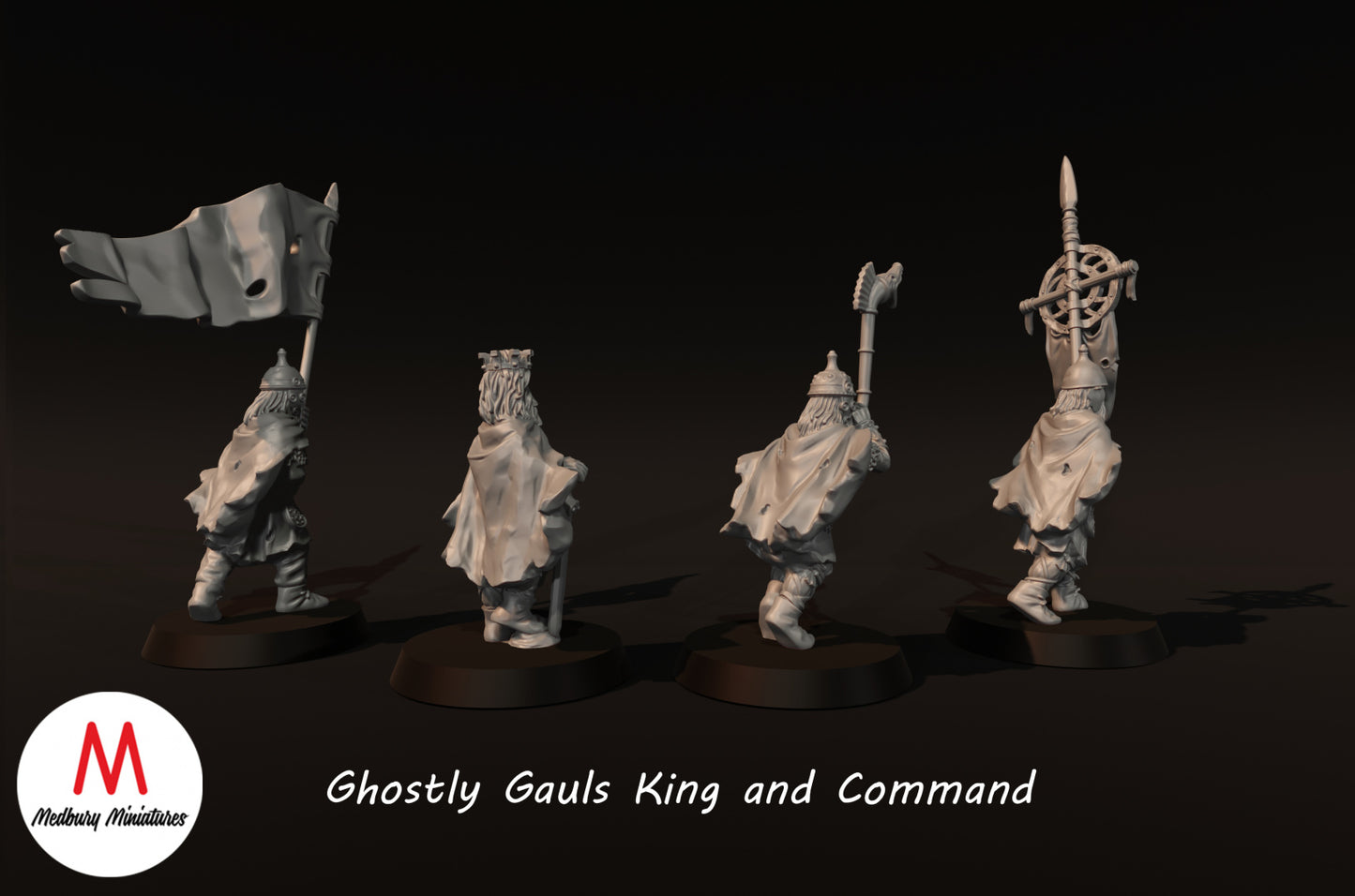 Ghostly Gauls King and Command - Medbury Miniatures