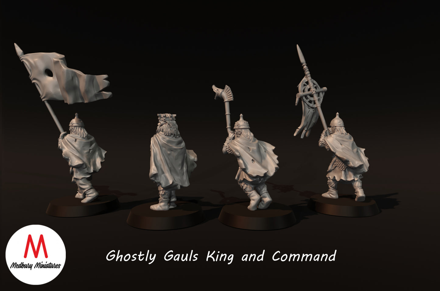 Ghostly Gauls King and Command - Medbury Miniatures