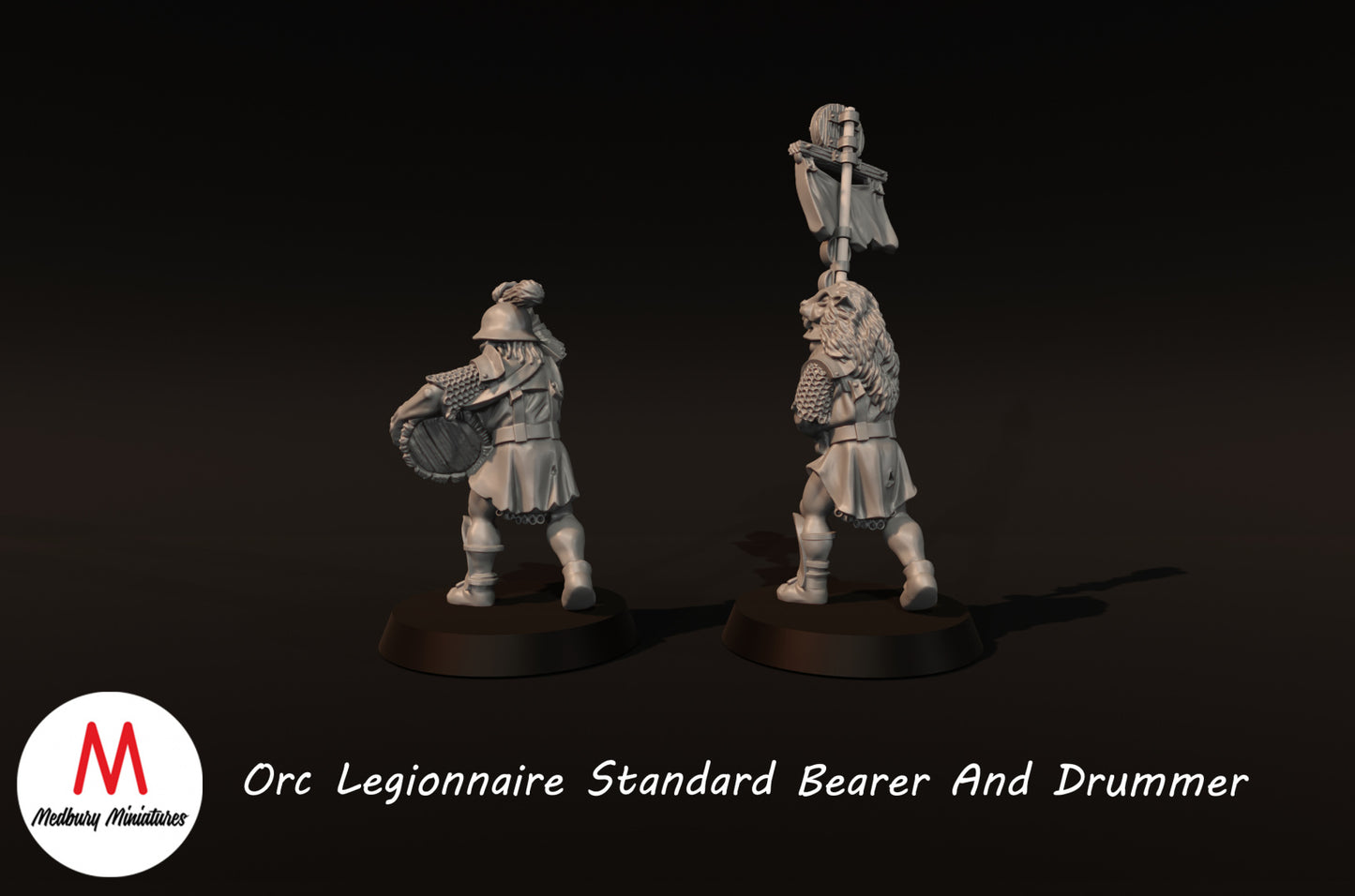 Orc Legionnaire Standard Bearer and Drummer - Medbury Miniatures