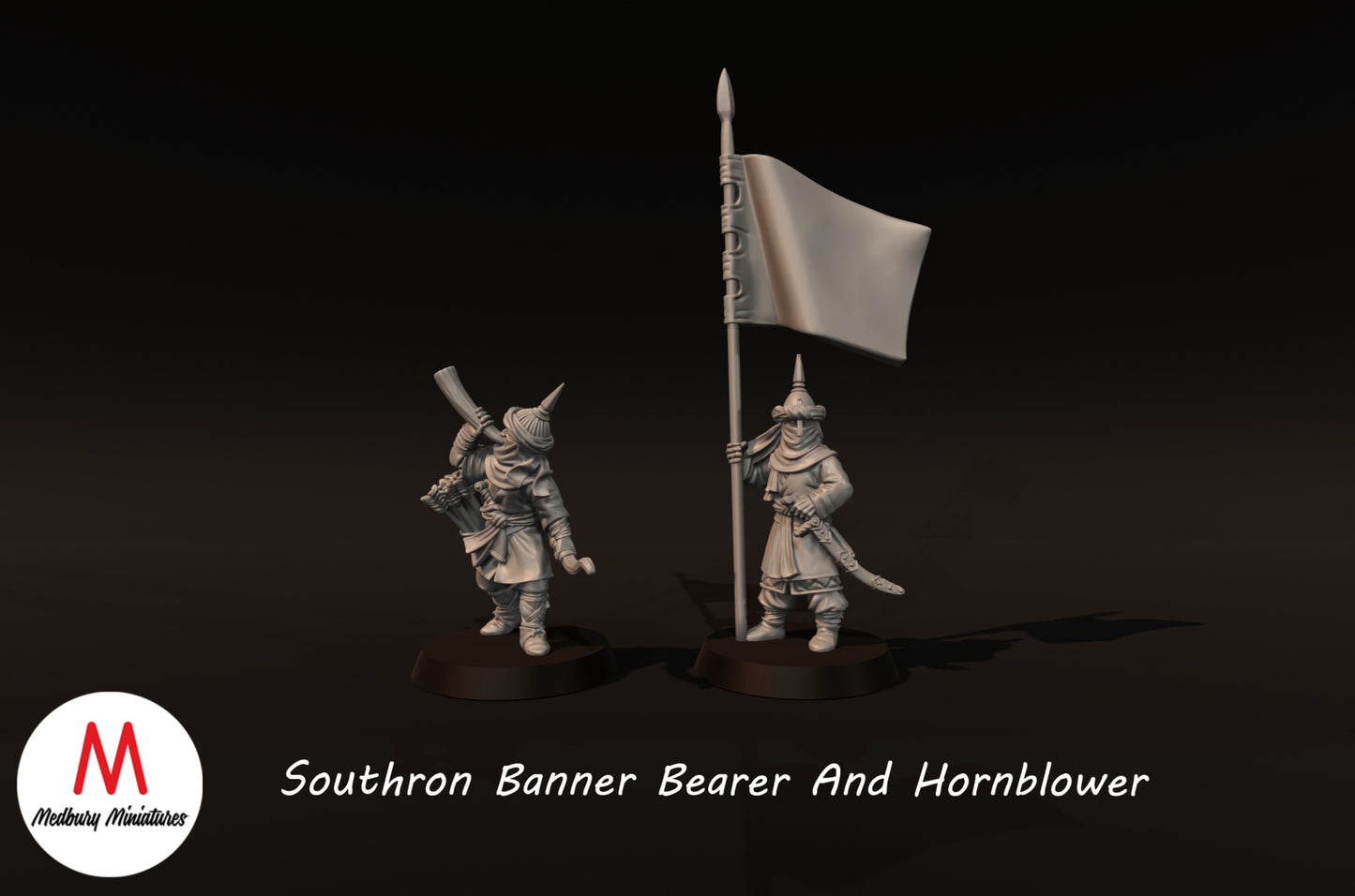 Südlicher Bannerträger und Hornbläser - Medbury Miniatures