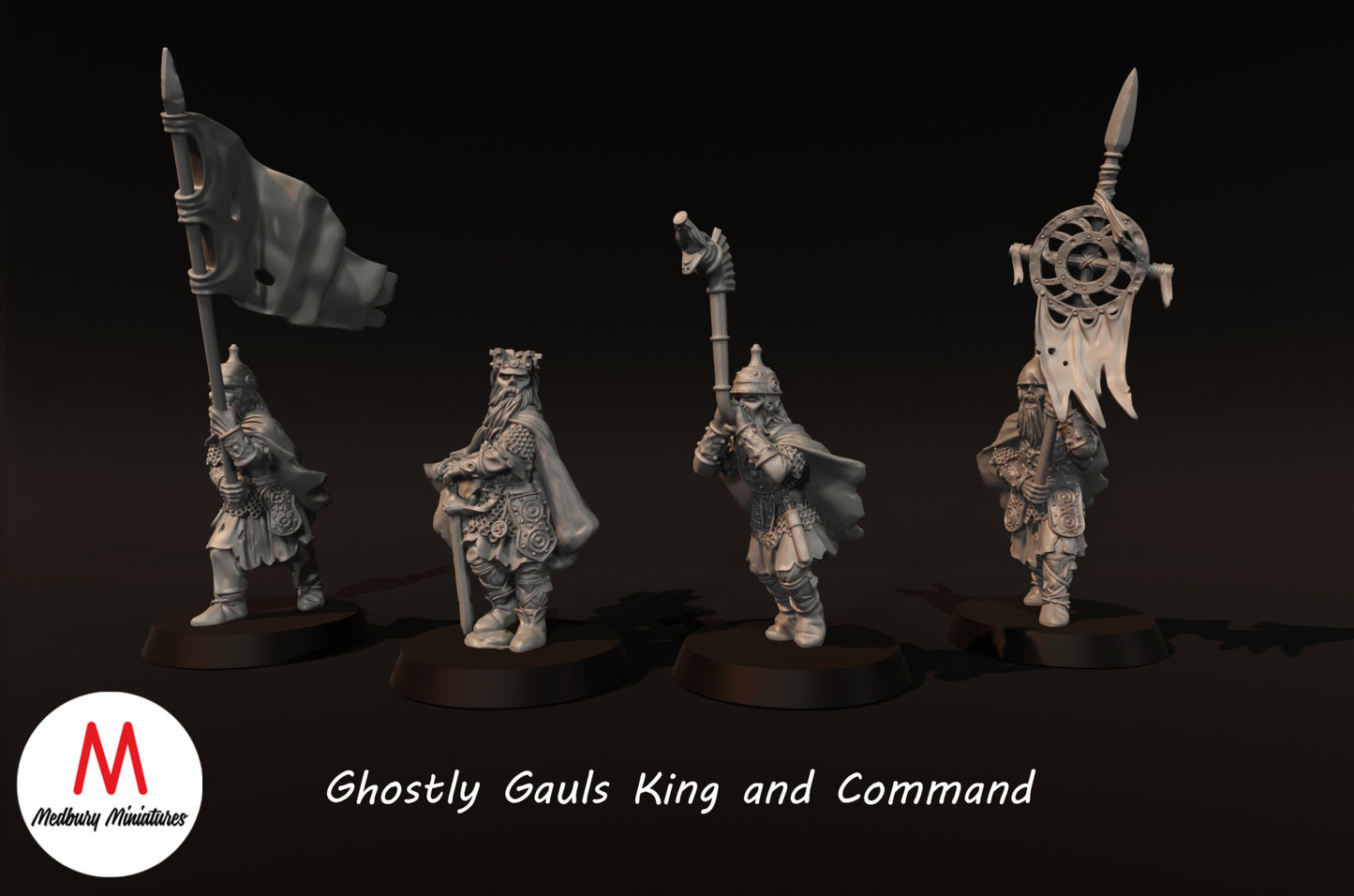 Ghostly Gauls King and Command - Medbury Miniatures