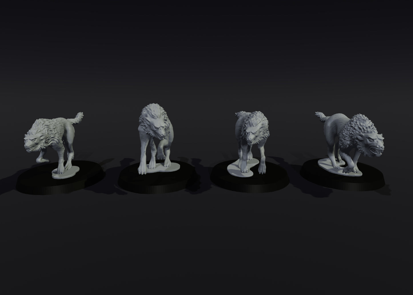 4 Giant Wolves - Medbury Miniatures