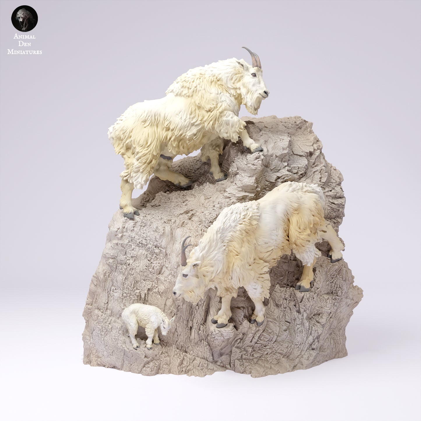 Rocky Mountain Goats on Cliff - Animal Den Miniatures