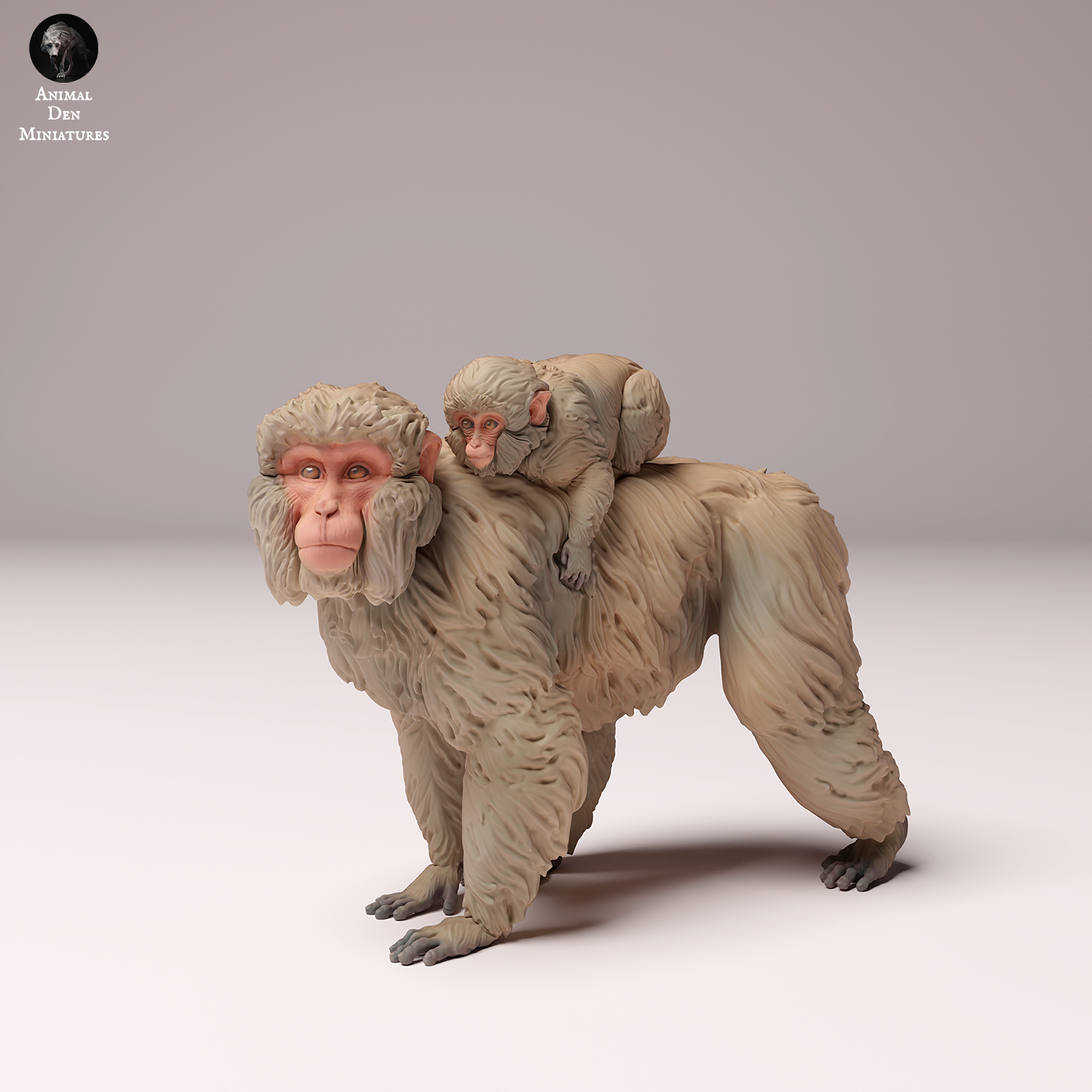 Snow Monkey (Japanese Macaque) Female and Infant - Animal Den Miniatures