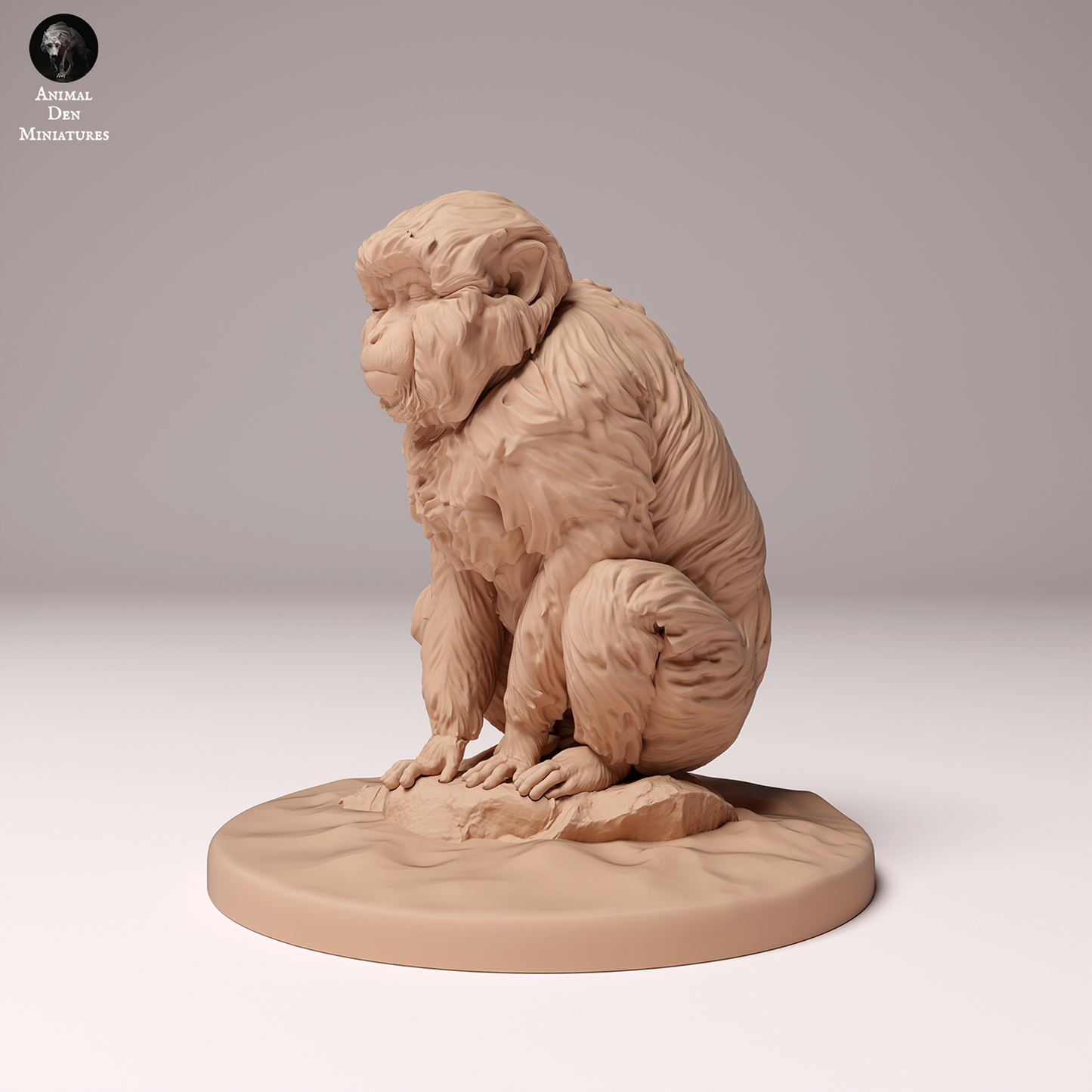 Snow Monkey (Japanese Macaque) Sitting - Animal Den Miniatures